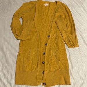 Cute Sunflower Yellow Cardigan with Buttons and Pockets